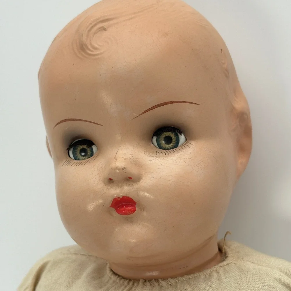 Vintage 1930s Mama Doll Composition Cloth Body Sleep Eyes Antique 20